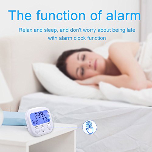 Wellish Digital Hygrometer Indoor Thermometer Humidity Monitor Temperature Humidity Gauge with Alarm Clock & Blue Backlight, Wireless for House