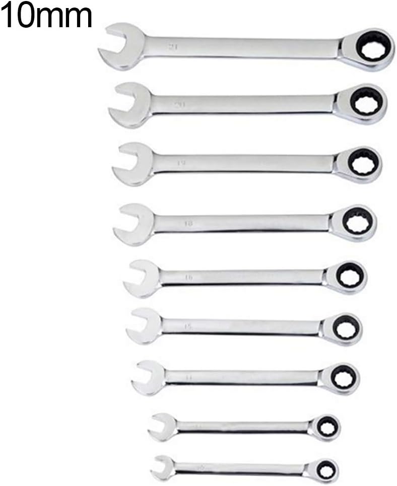 hwangli 8mm-19mm Reversible Ratchet Wrench Durable Ratcheting Spanner Nut Hand Tool 10 mm