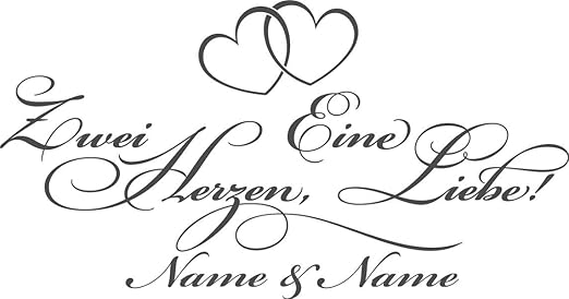 Wandtattoo Spruch Zwei Herzen Eine Liebe Mit Wunschtext Wandaufkleber Wandsti Amazon De Kuche Haushalt