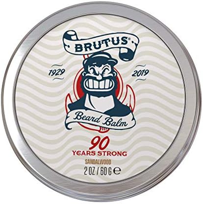 Brutus Beard Balm for Men, Non-Greasy Leave-in Conditioner with Matte Finish, Styling Balm Enriched with Jojoba Oil, Hemp Seed, and Vitamin E, Sandalwood Scent, 2 oz