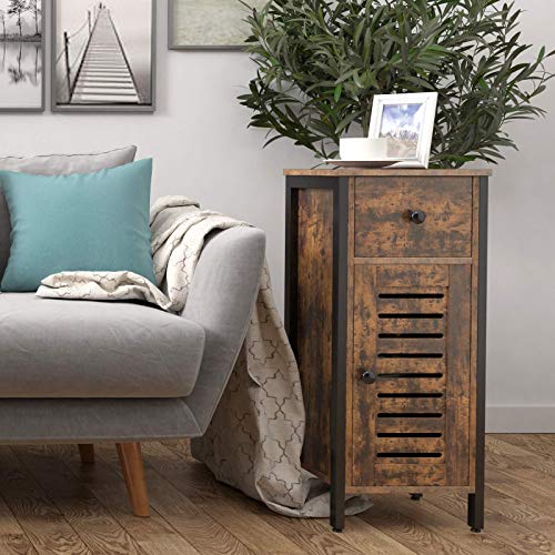 HOOBRO-Storage-Cabinet-Floor-Standing-Cabinet-with-Drawer-and-Height-Adjustable-Shelves-Industrial-Side-Cabinet-Multifunctional-for-Bathroom-Living-Room-Study-Kitchen-Rustic-Brown-BF15CW01