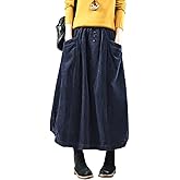 MedeShe Women's Classic High Elastic Waist Autumn Winter Midi Long Skirt