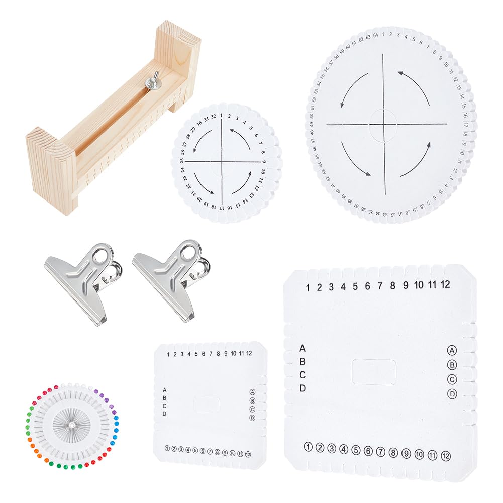 FINGERINSPIRE Wood Jig Bracelet Maker Kit with 4 Pcs Braiding Disk & Sewing Pin Foam Bracelet Knitting Tray for DIY
