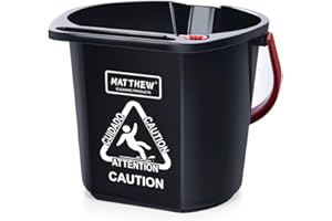 MATTHEW CLEANING PRODUCTS Matthew Cleaning 4.2 Gallon Mop Bucket, Heavy Duty Plastic Cleaning Bucket with Built-in Pour Spout, Mop Holder and Comfort Grip Handle, House and Commercial Cleaning Supplies, 1 Pack Black