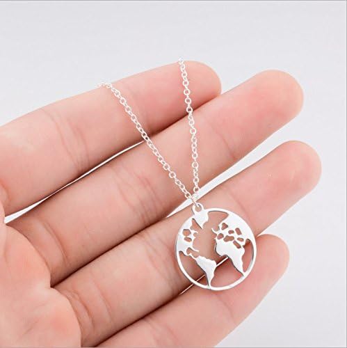 New World Map Pendant Necklaces Earth Day Wanderlust Personalized Jewelry Outdoor Metal Fashion Necklace Gift for Women Man