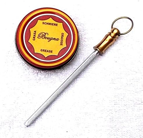 laguiole artisan Traditional French 'FUSIL' Knife sharpener 10cm steel + Silicon grease