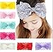IMagicoo 8 PCS Baby Girl's Beautiful Soft Lace Turban Headbands Head Wrap Knotted Hair Band Mixed Color (1)
