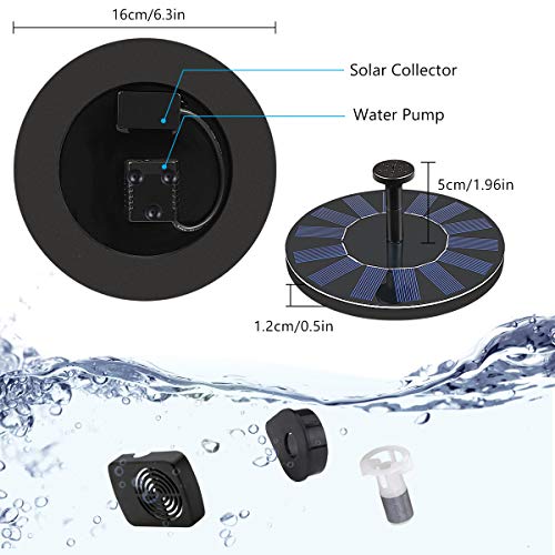TOMONOLO Solar Fountain Pump for Bird Bath, 1.4W Free Standing Solar Powered Water Pump for Birdbath,Garden Pond Outdoor - Thumbnail 2