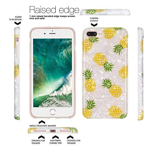 DAMONDY for iPhone 7 Plus Case, for iPhone 8 Plus Case,3D Marble IMD Cute Sea Shell Pearl Design Shockproof Bumper TPU Soft Rubber Silicone Protective Cover Case for iPhone 7 Plus-Pineapple