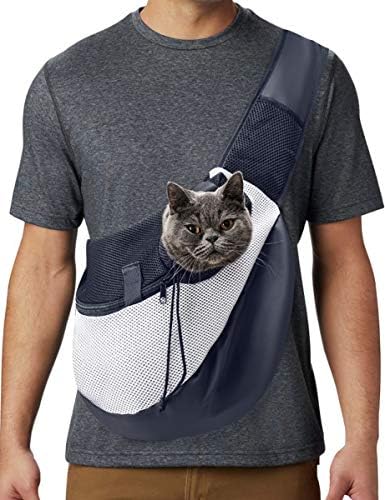 YOYAKER Pet Sling Bag, Dog Sling Carrier for Small Dogs Cats Breathable Mesh Hand- Free Outdoor Travel Bag Dog Purse with Adjustable Strap