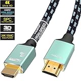 4K HDMI Cable 25ft-HDMI 2.0 Cord Supports 1080p, 3D, 2160p, 4K UHD, HDR-CL3 for in-Wall Installation -28AWG Silver Plated Copper for HDTV, Xbox, Blue-ray Player, PS3, PS4, PC