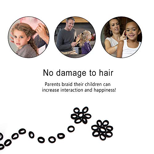 Cubaco 200 Pack Black Hair Bands Ties Elastics,No Crease Ponytail Holders Tiny Soft Rubber Bands