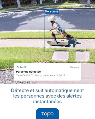 C610 Kit 2K 3MP Caméra WiFi Extérieur sans Fil avec Panneau Solaire, 360° PTZ Caméra Surveillance à Batterie 6700mAh, Détection Humaine, Vision Nocturne à Couleurs, Suivi AI, IP65