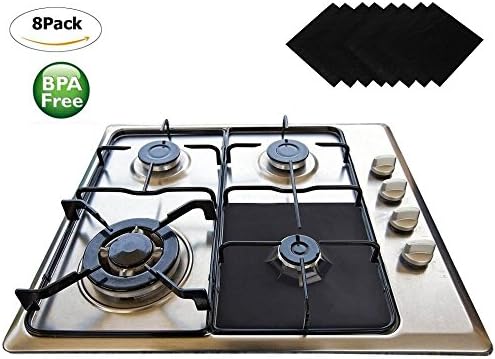 Gas Range Protectors 8 Pack - Wellvo Stove Protector Cook Top Liners Hob Burner Covers 0.2mm Heavy Duty Reusable Easy to Clean Non Stick BPA, PFOA Free FDA Approved Prime