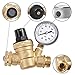 AECOJOY Water Pressure Regulator Brass Lead Free, NH Thread for RV, Adjustable Plumbing with Guage