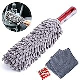 Interior Car Detail Duster - Free Microfiber Towel - 360&deg; Microfiber Fingers - Lint Free - Unbreakable Comfort Handle - Car and Home Interior Use - The Best Auto Accessories