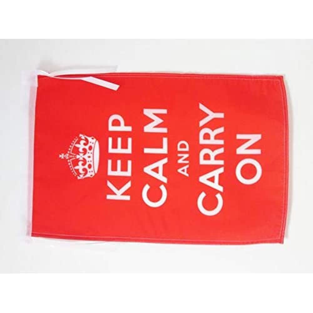 AZ FLAG - Keep Calm and Carry On UK Flag - 18'' x 12'' - 100% Polyester Union Jack - United Kingdom Small Banner with Two Cords - Fade Resistant - Vivid Colors - 18x12 in - 45x30 Cm — image 1