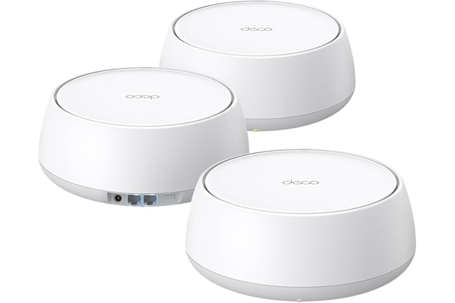 TP-Link Deco 7 BE25 Dual-Band BE5000 WiFi 7 Mesh Wi-Fi System | 4-Stream 5 Gbps, 240 Mhz | Covers up to 6,600 Sq.Ft | 2X 2.5G Ports Wired Backhaul | VPN,MLO, AI-Roaming, HomeShield, 3-Pack