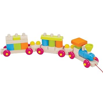 Brainsmith Wooden Construction Train -Brainsmith -Gross Motor Function - Fine Motor Skill - Building Blocks - Counting Skills - Brain Development - Birthday Gift - Child Safe Toys - 1 Years and Above
