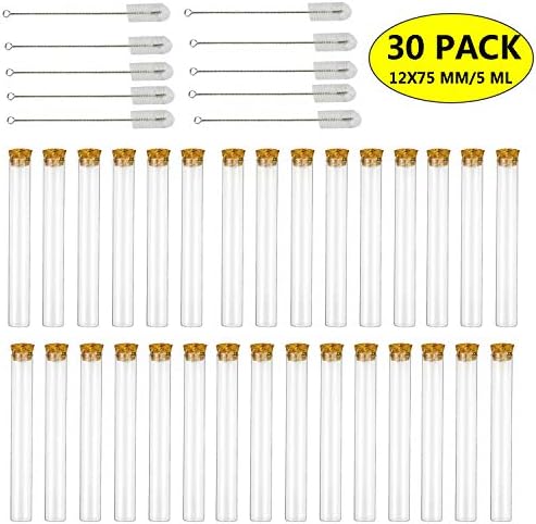 CCCYMM Plastic Sample Test Tube with Cork Stoppers and Test Tube Brush,12x75mm/5ml