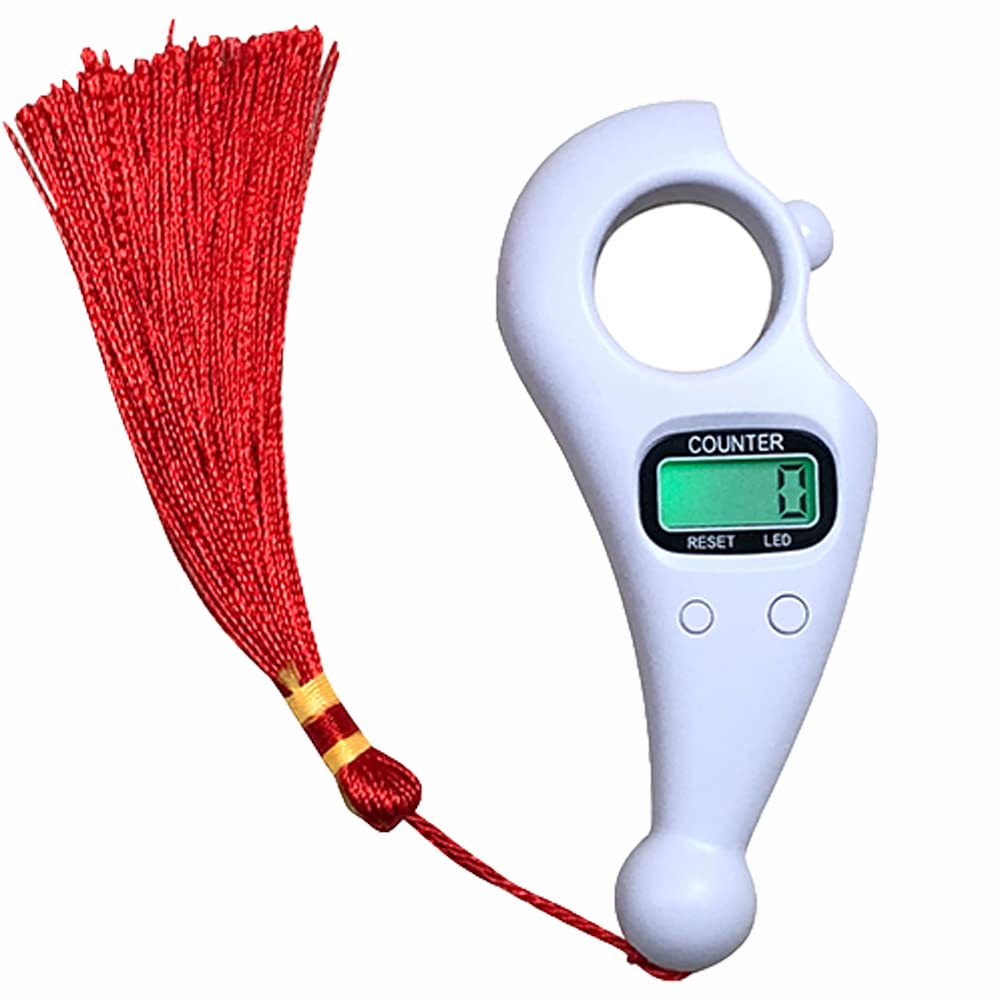ABDEEZ Rotating Beads Islamic Digital Tasbih, Zikr Counter & Finger Tally Counter Matte Material (White)