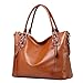Obosoyo Women's Handbag Genuine Leather Tote Shoulder Bags Soft Hot Sorrel Big
