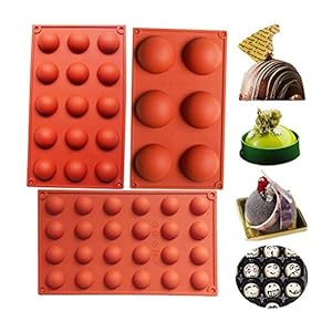 BAKER DEPOT Bakeware Set siliconen vormen voor taart decoratie gelei pudding snoep chocolade 6 gaten halve cirkel, 15…