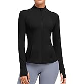 Cighay Women's Athletic Full Zip Lightweight Workout Jacket With Pockets Running Slim Fit Yoga Sportwear With Thumb Holes