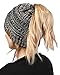 Funky Junque Women's Winter Criss Cross Beanie Bun Hat with Ponytail Hole - 4 Tone Mix - Grey, Black, Beige, Lt French Beige