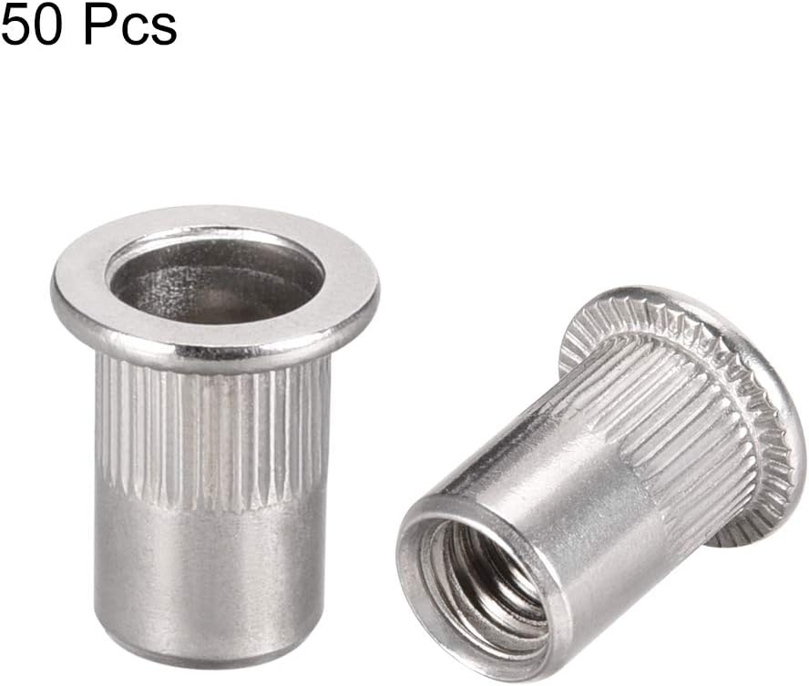 Fasteners & Hardware 50Pcs 304 Stainless Steel M5 Rivet Nut Flat Head Inser Knurled Body Blind