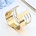 MXYZB Stainless Steel Smooth Hollow Hoop Open Ended Wide Cuff Bangle Bracelet (Gold)