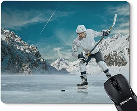 NUOCHUANG Ice Hockey Player in Action Outdoor Around Mountains Custom Customized Rectangle Non-Slip Rubber Mousepad Gaming Mouse Pad