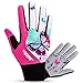 FreeMaster Full Finger Gel Girl's Cycling Gloves Touch Screen Sport Women's Half Fingerless Mountain Road Gloves Bicycle Bike Mittens Pink