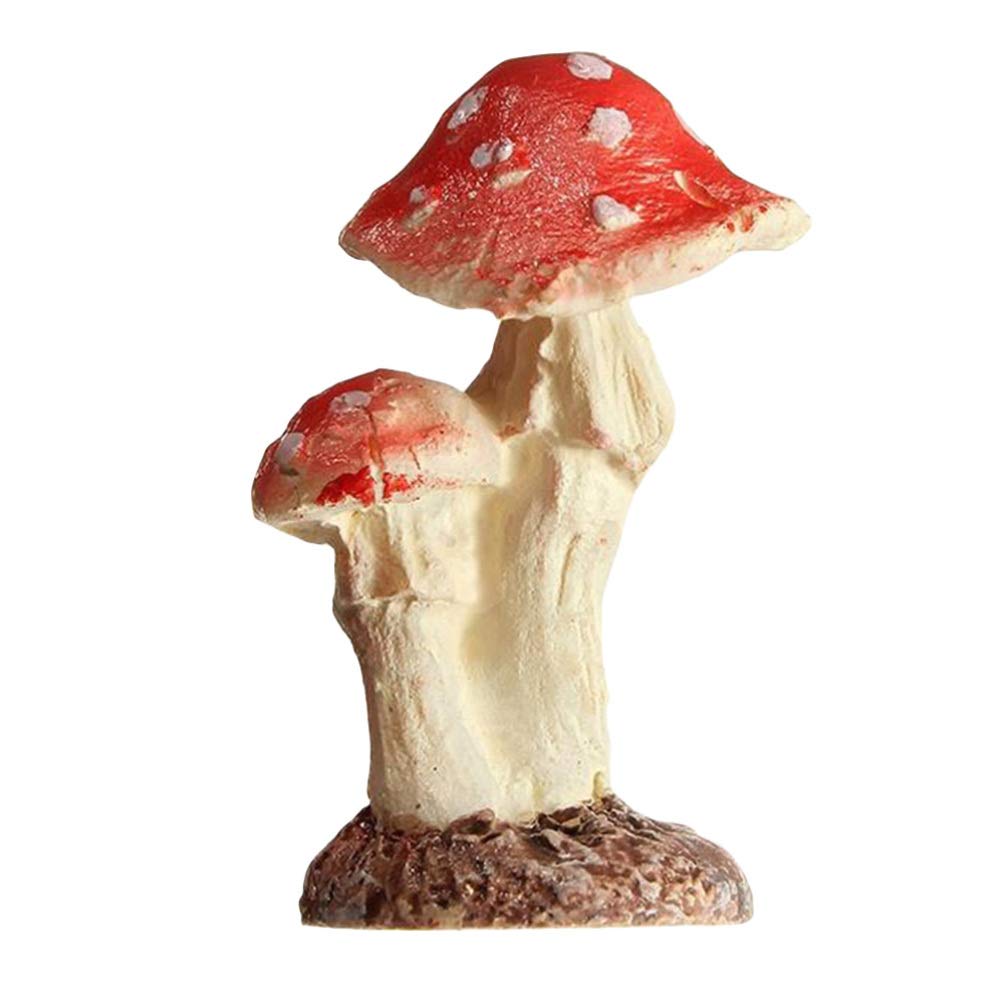 Vorcool 2 Head Mushroom Mushroom Miniature Fairy Garden Terrarium Toy Doll Doll Decor 1.8 * 1.7 cm x 3 cm)