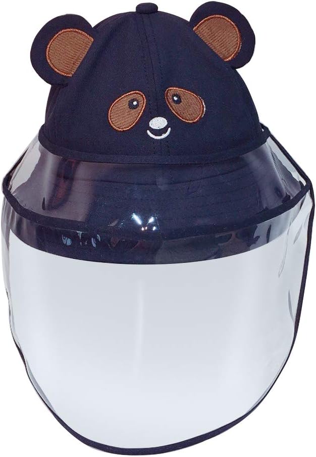 sudalv1971 Children Kids Hat Cartoon Bear Anti-Spitting Dustproof Full Face Cover Face Shields Bucket Hat/Cap Black