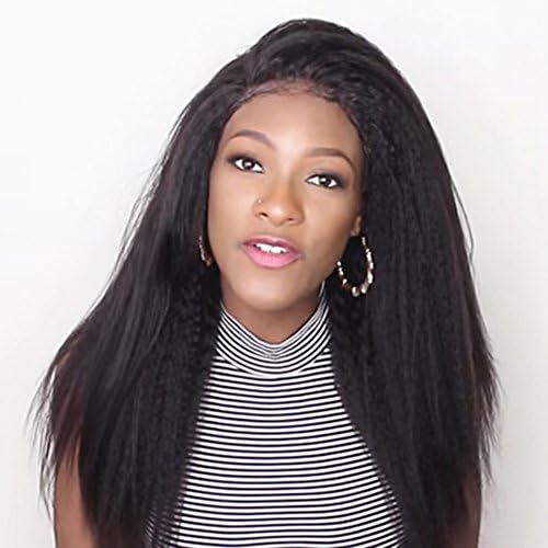 Ruma Hair Afro Kinky Straight 360 Lace Band Frontal Wigs For Black Women Italian Coarse Yaki Malaysian Virgin Human Hair Pre Plucked Full 360 Lace Wigs With Baby Hair (14 inch, 150% Density)