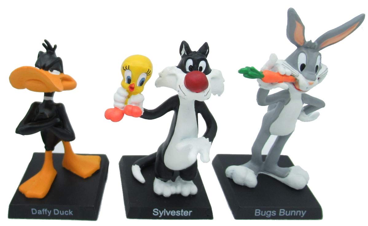 RARO LOTTO 3 Figures Metal Collection 3D LOONEY - Bugs Bunny Daffy Duck Sylvester and Titti - Multicolor - 5cm / 9cm