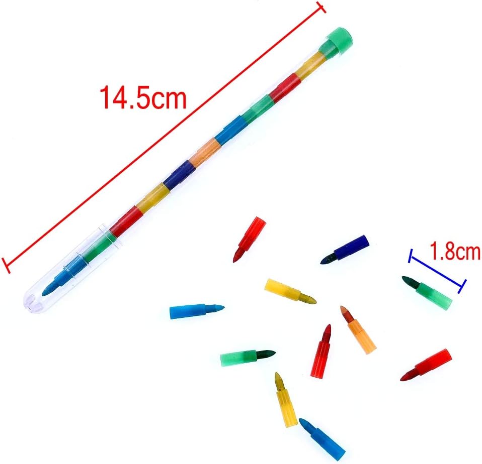 JZK 30 x Multicolor stacking crayons pencil pop crayon for kids children party favours party bag filler birthday gift for boy girl: Office Products