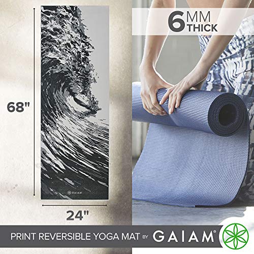 Gaiam Yoga Mat Premium Print Reversible Extra Thick Non Slip Exercise
