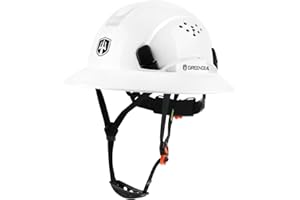 Full Brim Hard Hat Vented Construction Safety Helmet OSHA Approved Work Hardhats for Men&Women 6 Point Adjustable Ratchet Sus