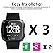 [ 3-Pack ] Fitbit Versa Screen Protector, Runzen Waterproof 9H Tempered Glass Screen Protector for Fitbit Versa Smart Watch [2.5D Round Edge] [9H Hardness] [Crystal Clear] [Anti-Scratch] [No-Bubble]