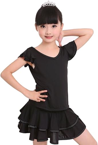 girls short sleeve black dress