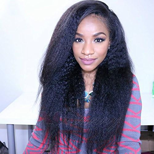 CY Italian Coarse Yaki Lace Front Wigs Human Hair Wigs For Black Women Kinky Straight Virgin Hair Full Lace Wigs (16 inch, lace front wig)
