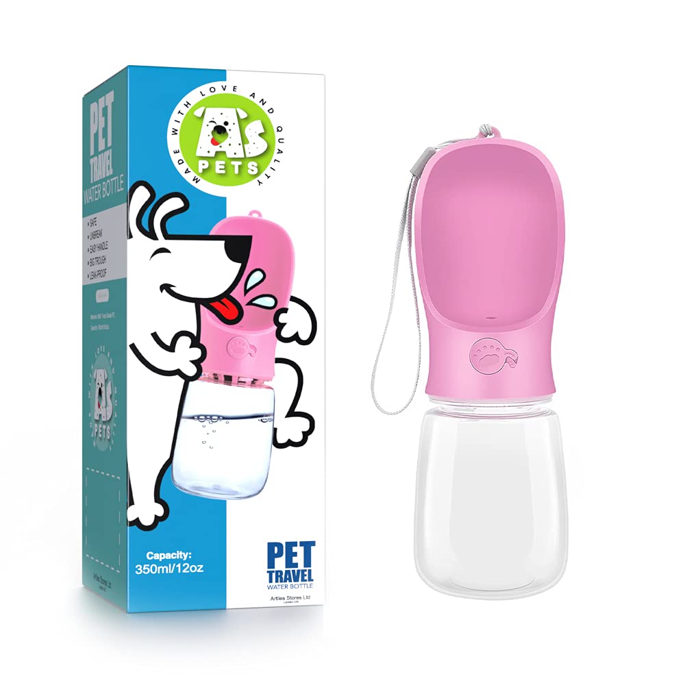 AS Pets Portable Dog Water Bottle – Leakproof Travel Dispenser with Activated Carbon Filter & Drinking Bowl, Ideal for Walks, Hikes & Outdoor Use, BPA-Free