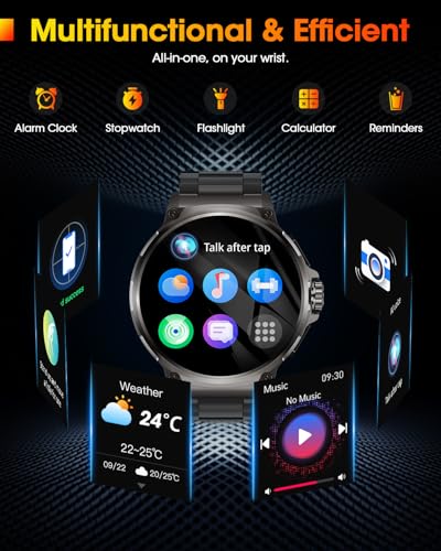 Men's Smart Watch with 1000 mAh Battery, 1.92 Inch AMOLED, 5ATM Waterproof Military Smartwatch, 120+ Sports Modes, Bluetooth Calling, 24/7 Heart Rate/Sleep/Pedometer Android iOS
