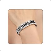 Rhinestone Stretch Bracelets for Women Sparkle Multicolor Crystal Stackable Bracelets Wide Wrist Band Glitter Wedding Bridal Prom Party Strand Tennis Bangles Jewelry