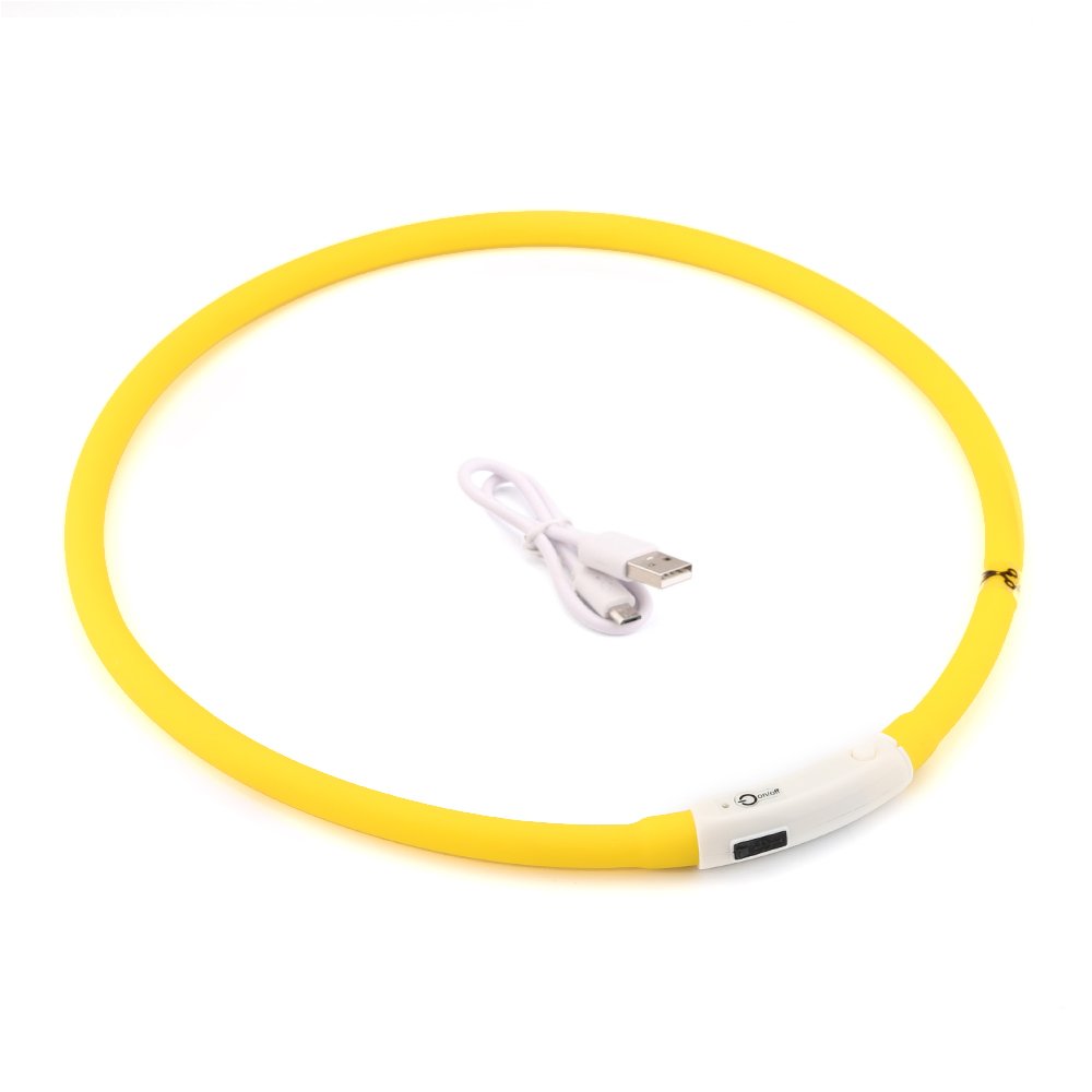 ZOGIN Collar de perro LED, collar de seguridad recargable USB para perro gato y otro animal doméstico, color amarillo