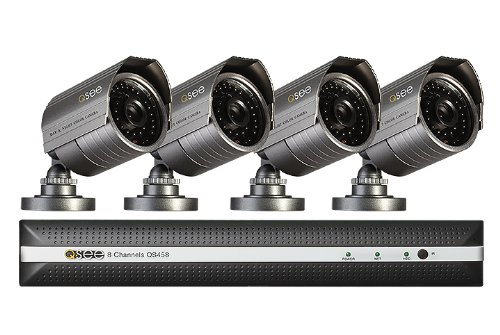Q-See QS458-452-5 8-Channel Security Surveillance DVR System with 4 High-Resolution Cameras and 500GB Hard Drive (Black)