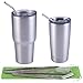 Mcool 8Pcs 4 Wide 4 Long Stainless Steel Straws for Yeti/Rtic/Ozark-8 Metal Smoothies Straws for 30&20 oz Tumblers+3 Brushes+1 Green Storage Pouch