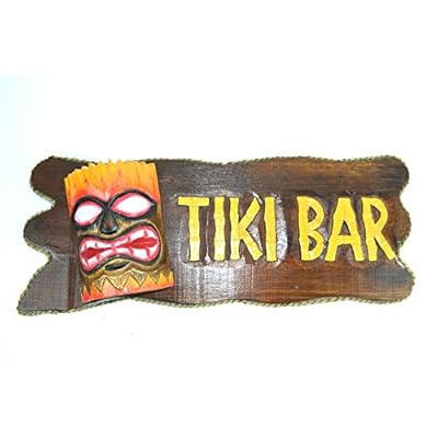 Hand Carved Wooden Tiki BAR with MASK Cocktails Drinking Beach Sign 51gpvJ6SrIL. SS400
